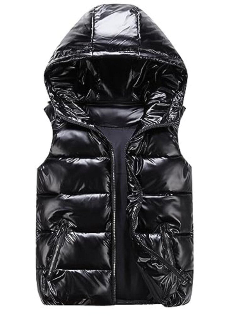 Men's Quilted Puffer Vest Hooded Full Zip Sleeveless Winter Outerwear